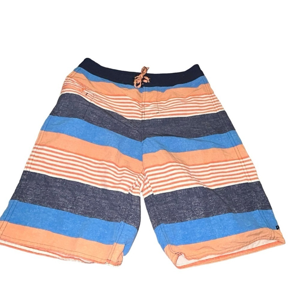 Patagonia Boys Size 14 Swim Trunks Board shorts Orange/ Blue Striped wavefarer